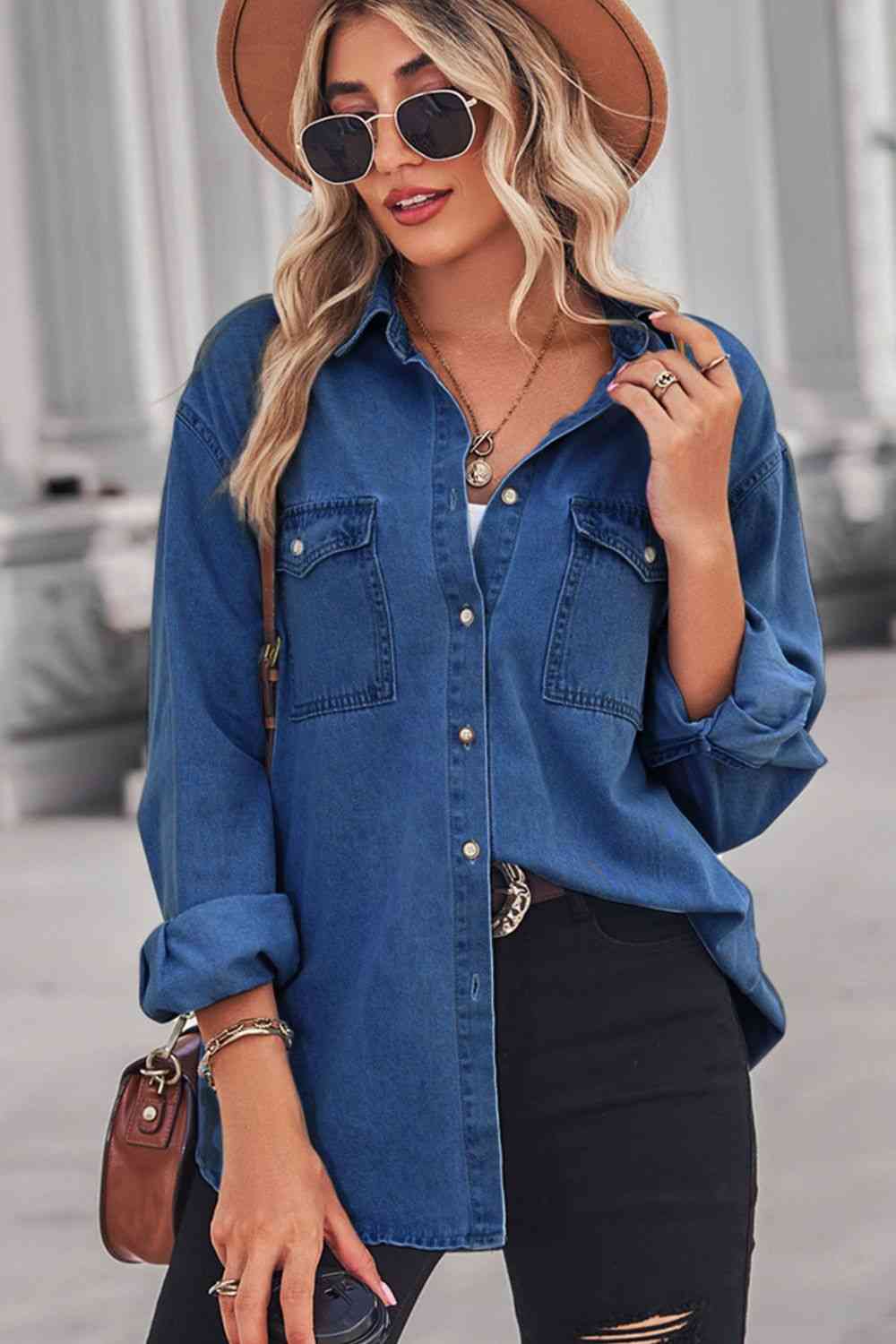 Dropped Shoulder Denim Top