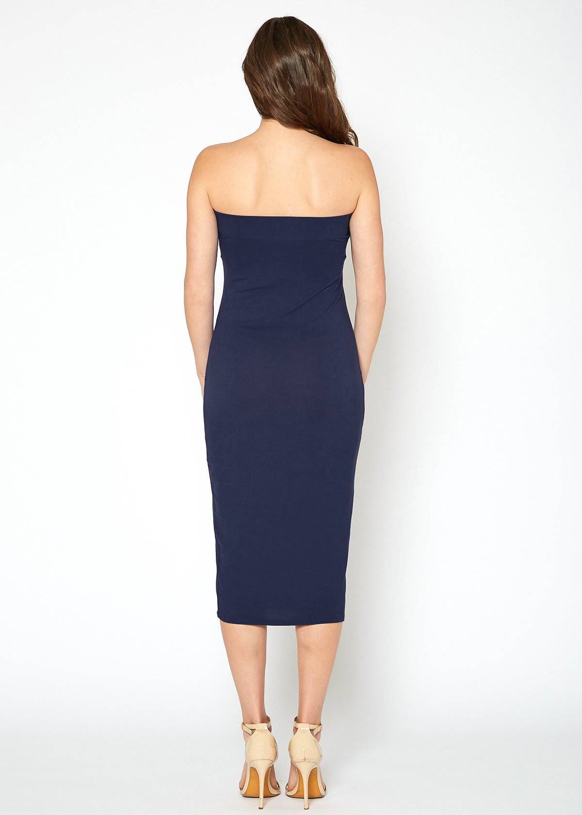 Women's Tube Top Bodycon Midi Dress