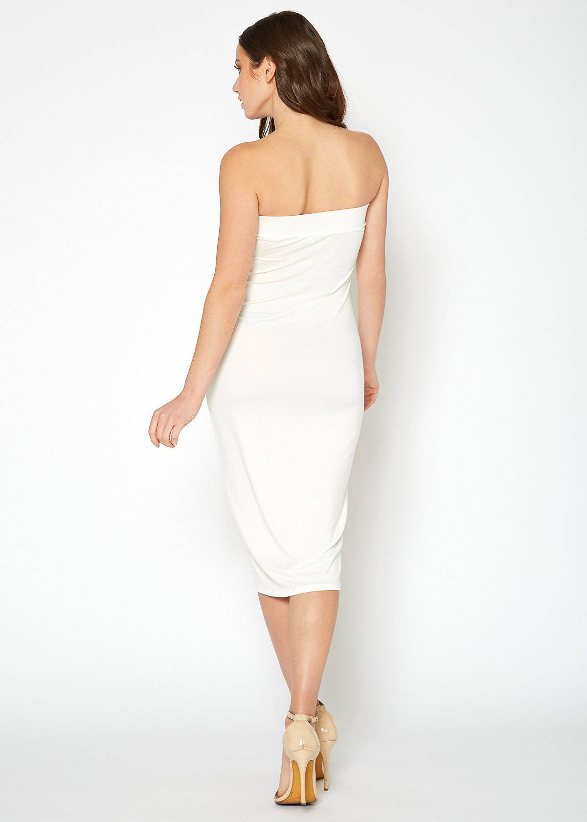 Women's Tube Top Bodycon Midi Dress