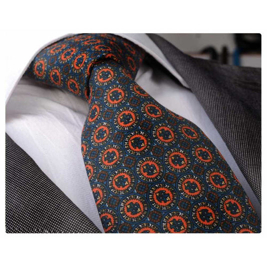 Men' s Fashion Blue Orange Champagne Circles Neck Tie