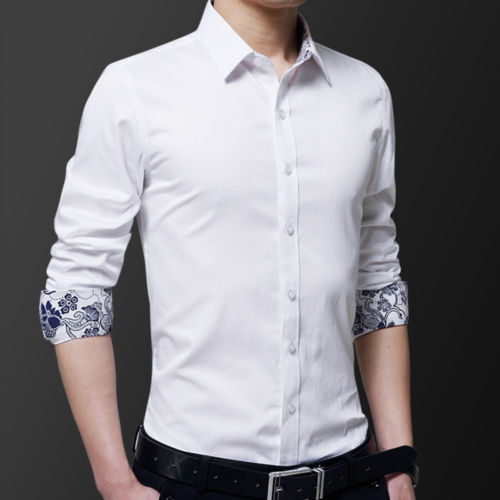 Men's Button Down Shirt with Oriental Inner Details