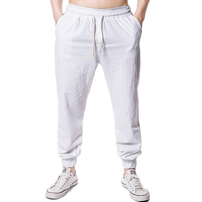 Spring Summer Men's linen Trousers Thin Breathable Loose Slacks Pants for Male Ultra-thin Small Feet Trousers Casual pants