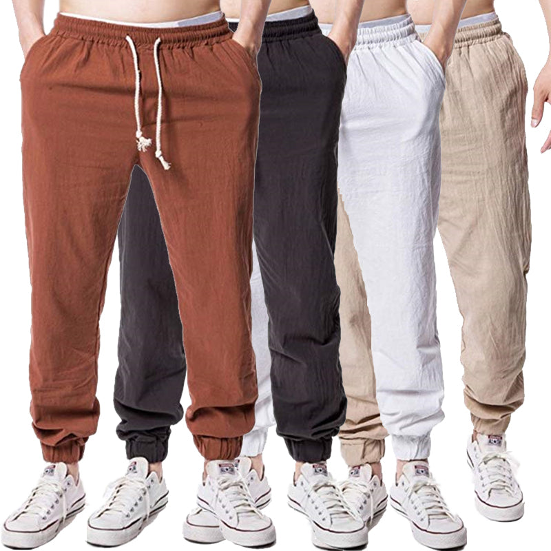 Spring Summer Men's linen Trousers Thin Breathable Loose Slacks Pants for Male Ultra-thin Small Feet Trousers Casual pants
