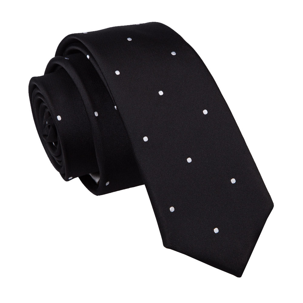 Pin Dot Skinny Tie - Black